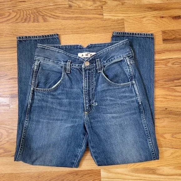 AMO Cotton Mid-Rise Ankle Length Straight Leg Tulip Jeans in Dark Vintage(26) - Picture 2 of 12